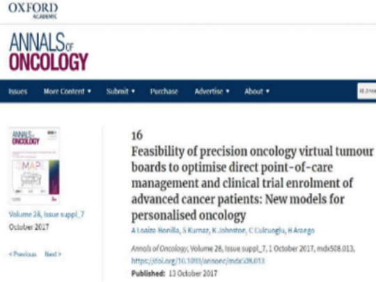 Article in Annals of Oncology was ranked at top 7