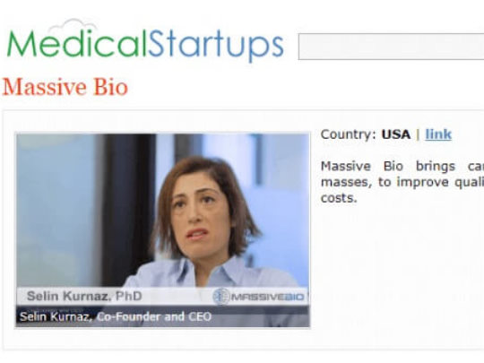 Massive Bio is proud to be recognized by MedicalStartups